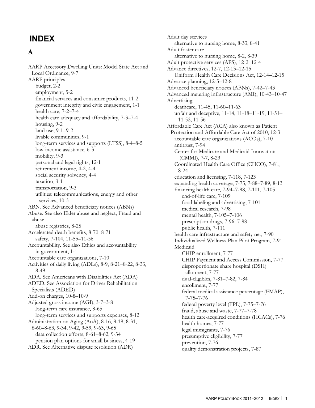 Model State Act and Local Ordinance, 9-7 AARP Principles Budget, 2-2