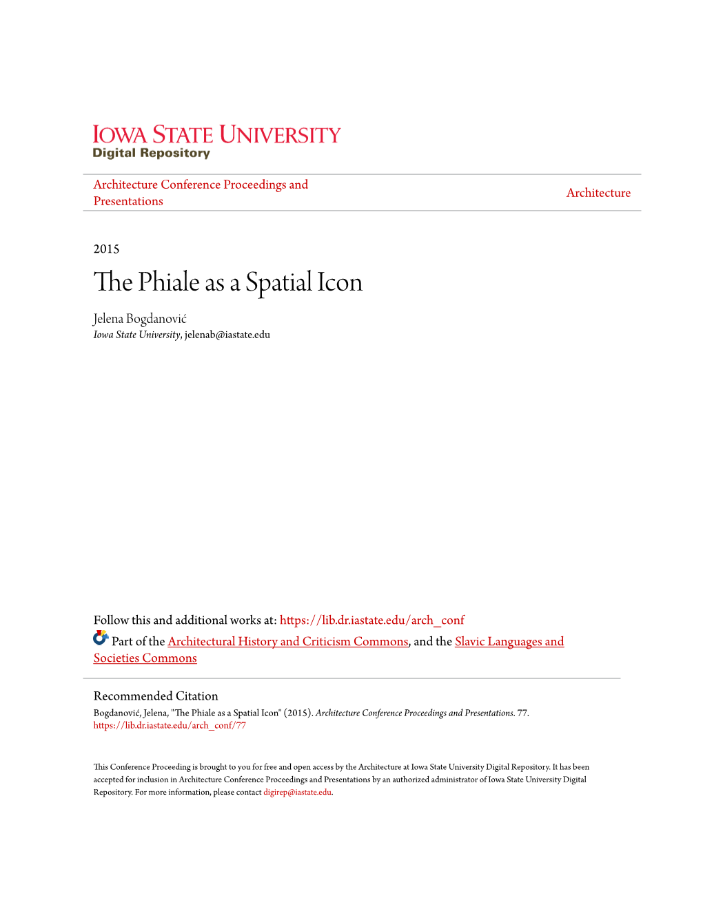 The Phiale As a Spatial Icon