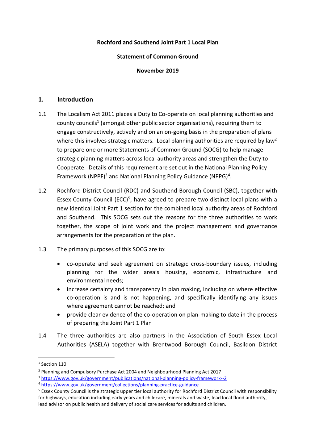 Southend and Rochford Joint Part 1 Local Plan Statement of Common