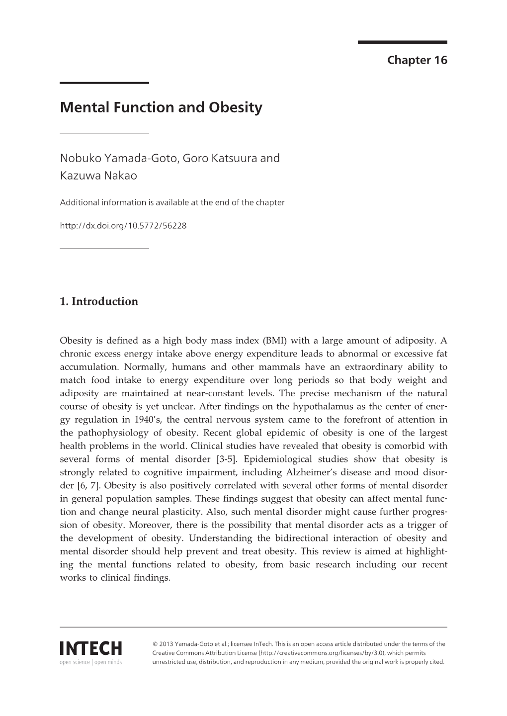 Mental Function and Obesity