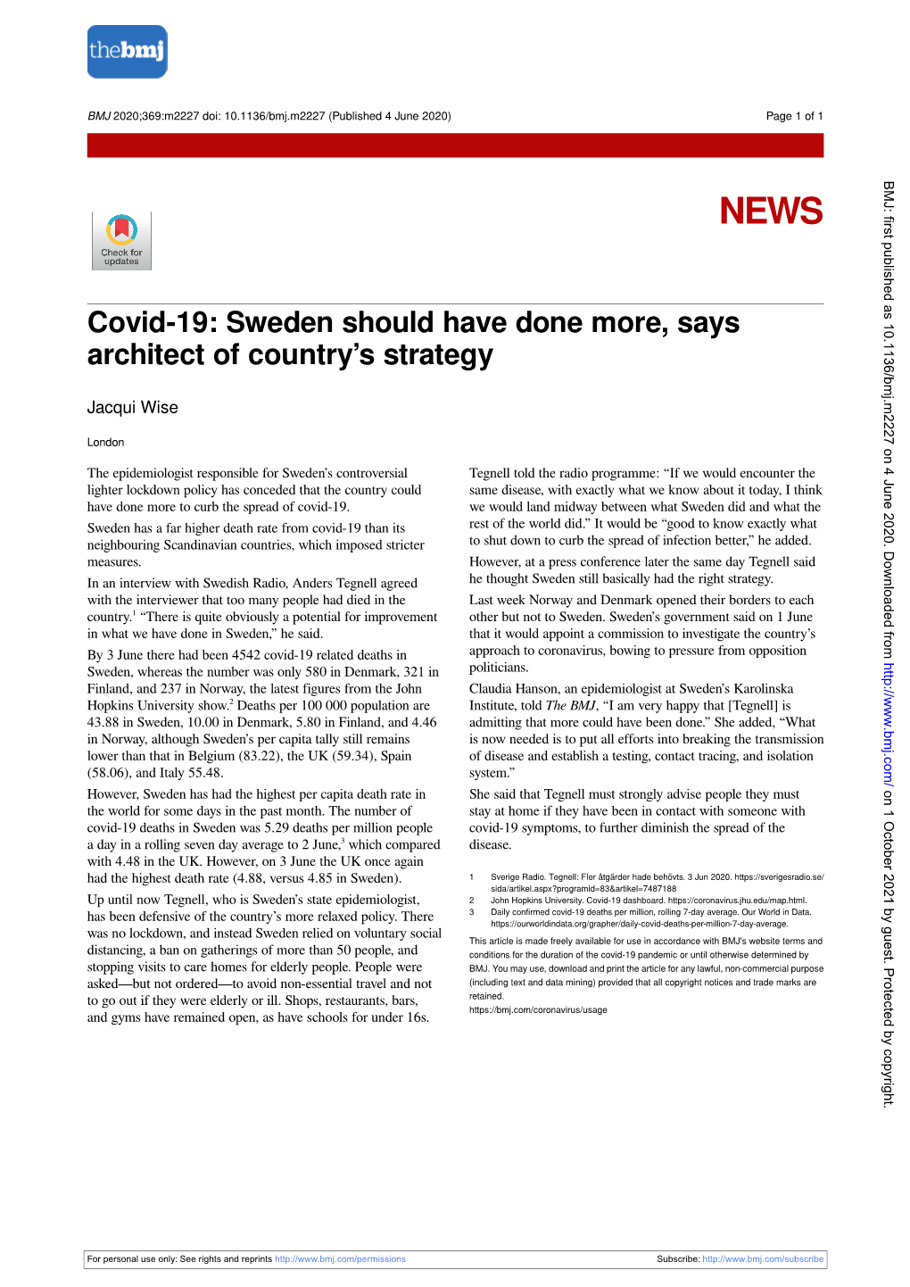 Covid-19: Sweden Should Have Done More, Says Architect of Country’S Strategy