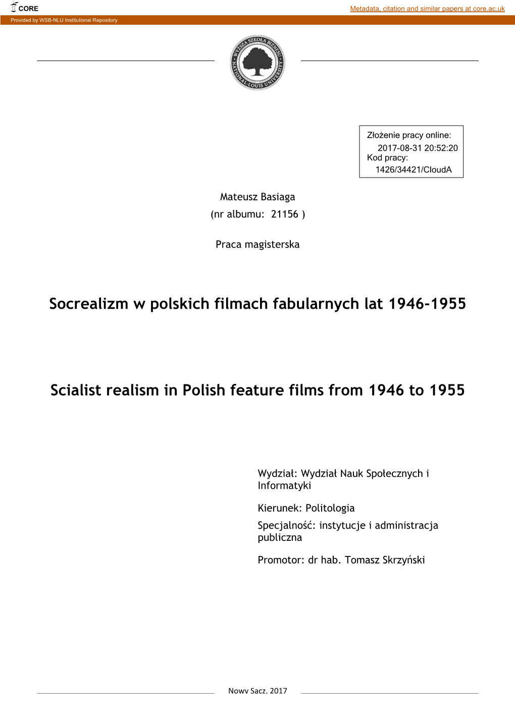 Socrealizm W Polskich Filmach Fabularnych Lat 1946-1955 Scialist