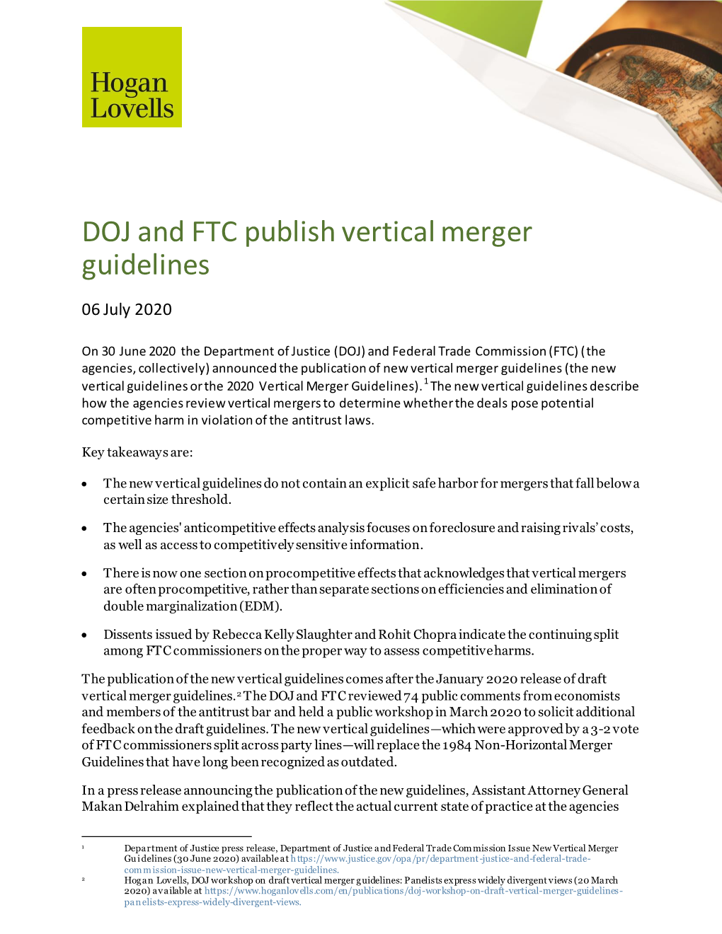 DOJ and FTC Publish Vertical Merger Guidelines