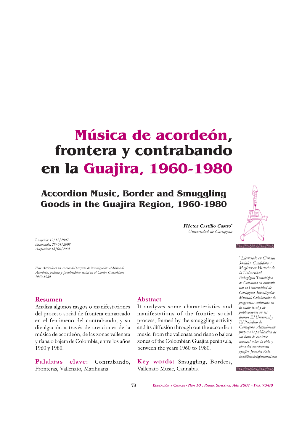 Música De Acordeón, Frontera Y Contrabando En La Guajira, 1960