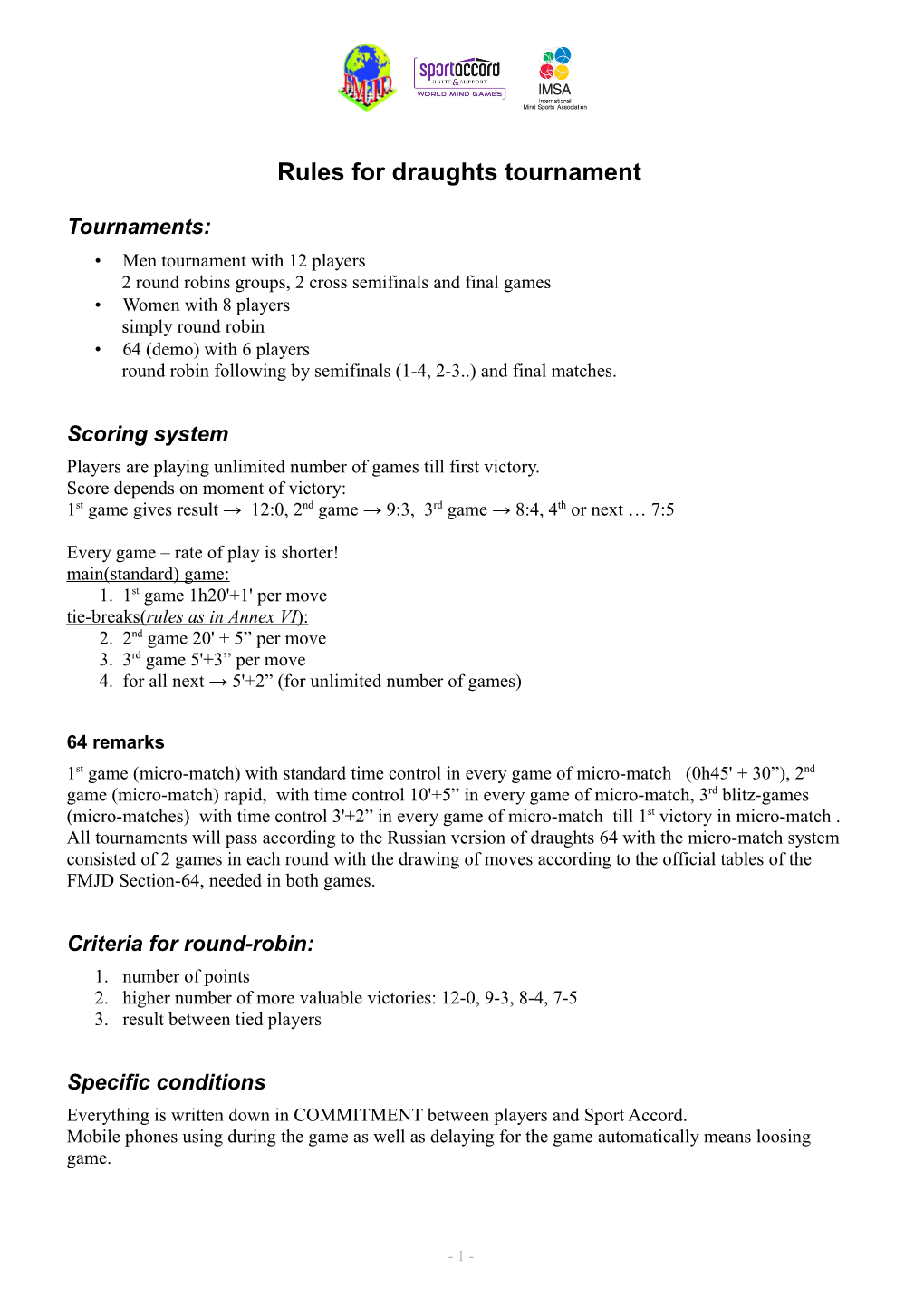 FMJD Rules for Beijing