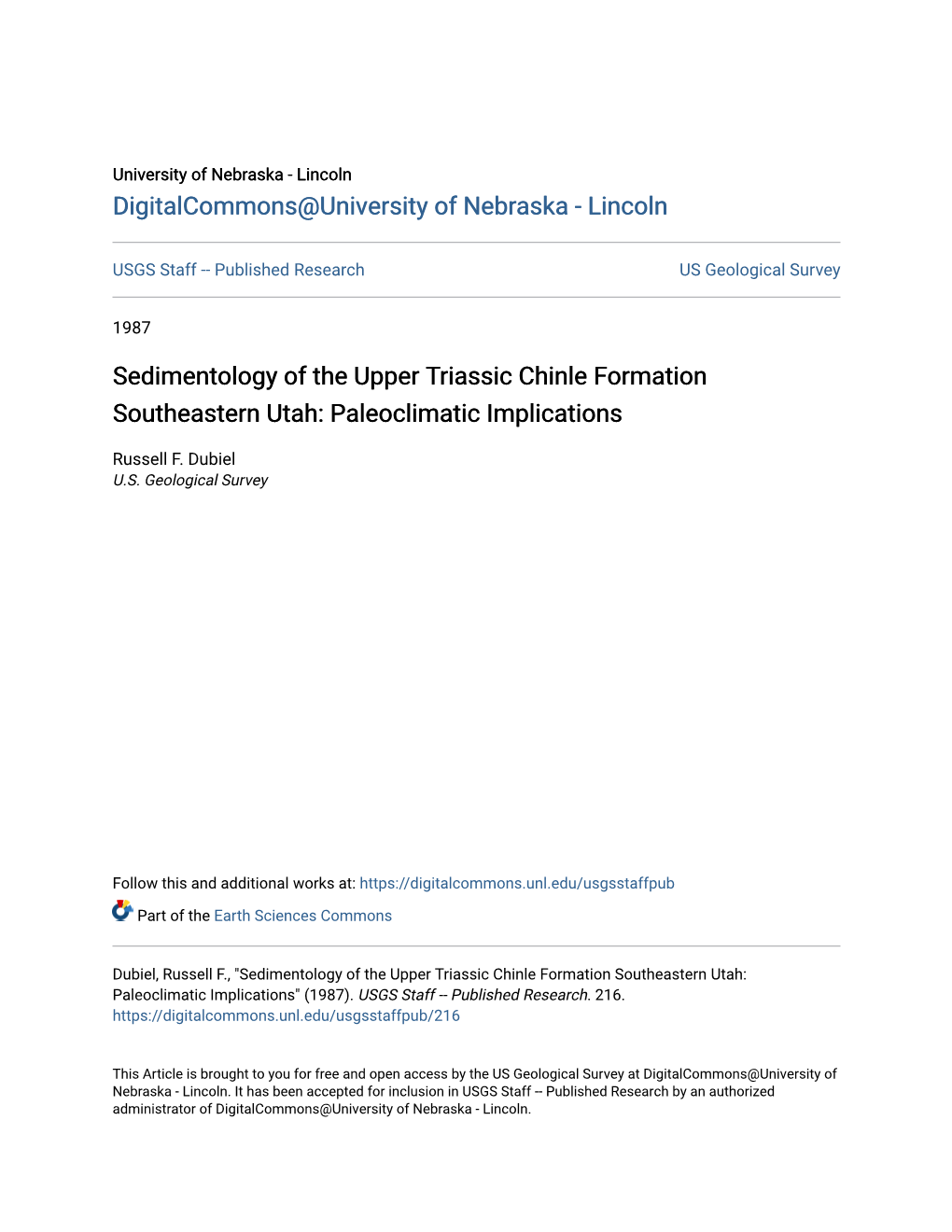 Sedimentology of the Upper Triassic Chinle Formation Southeastern Utah: Paleoclimatic Implications