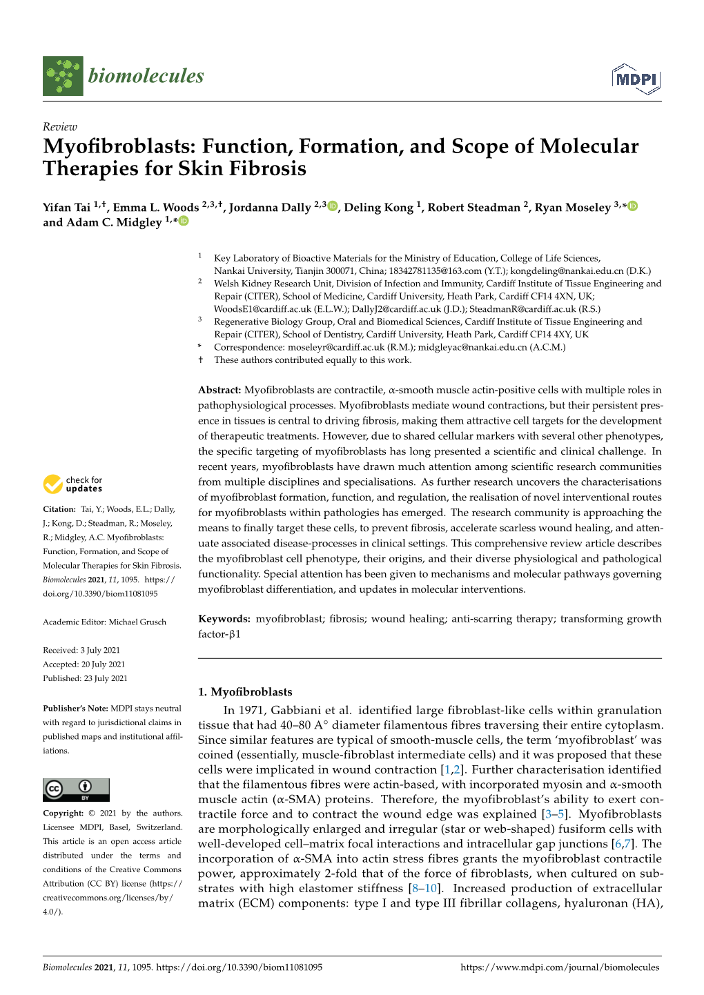 Function, Formation, and Scope of Molecular Therapies for Skin Fibrosis