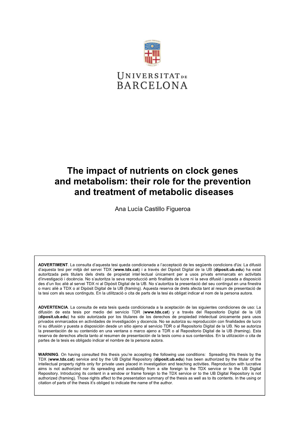 The Impact of Nutrients on Clock Genes and Metabolism: Their Role for the Prevention and Treatment of Metabolic Diseases