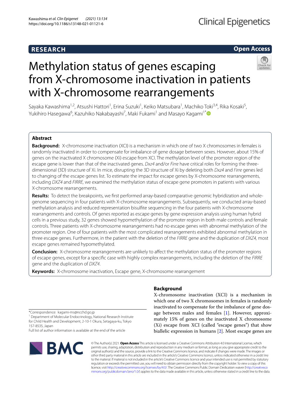 Methylation Status of Genes Escaping from X-Chromosome Inactivation In