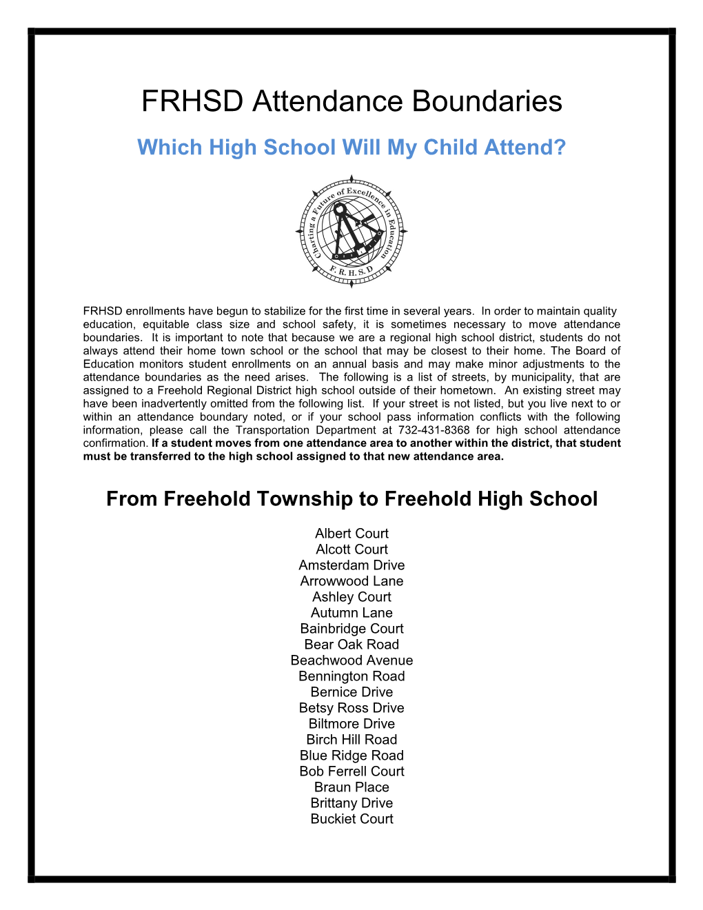 FRHSD Attendance Boundaries Which High School Will My Child Attend?