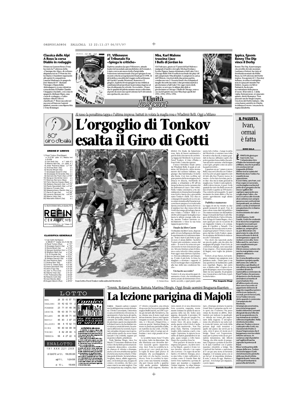 L'orgoglio Di Tonkov Esalta Il Giro Di Gotti