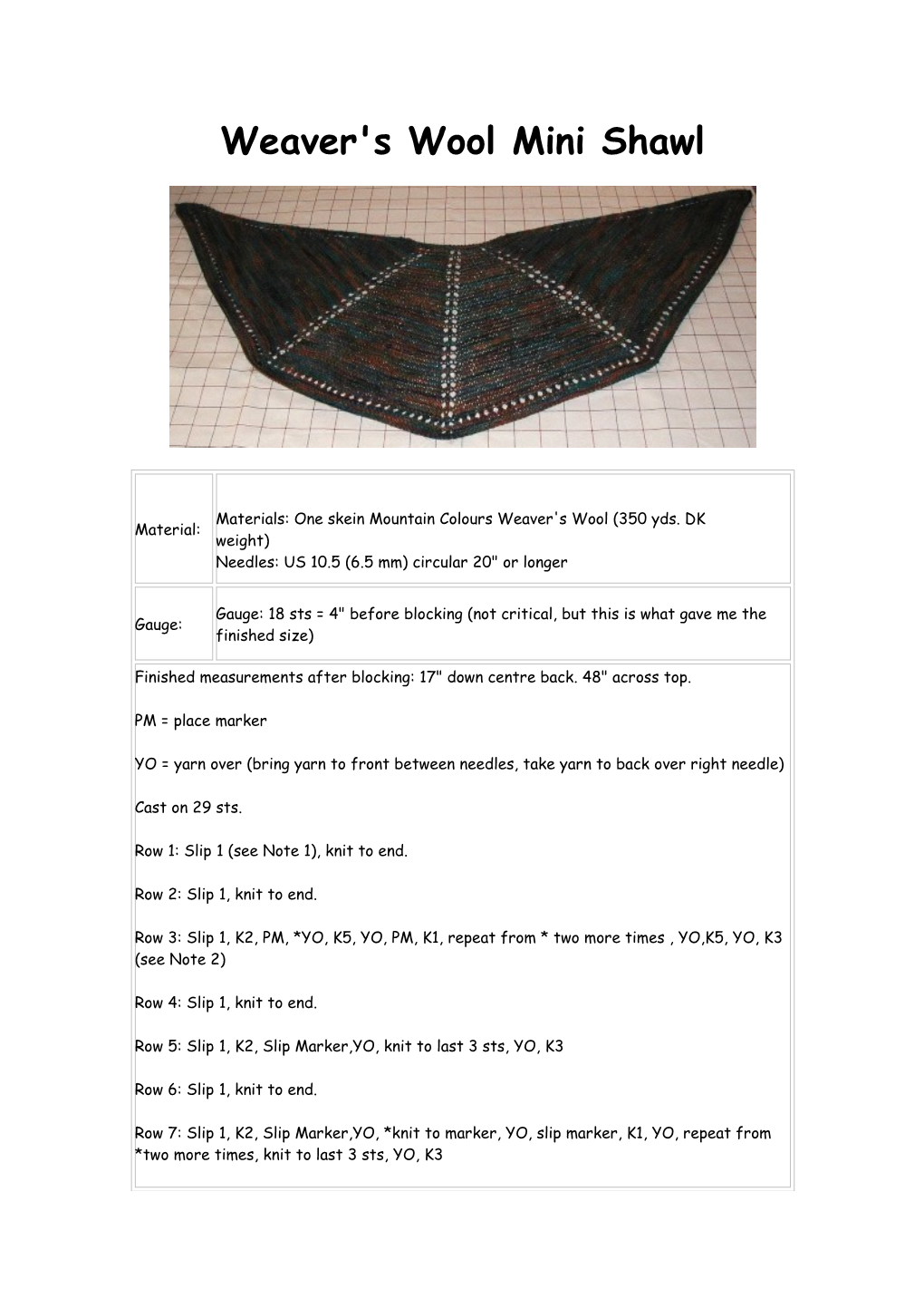 Weaver's Wool Mini Shawl