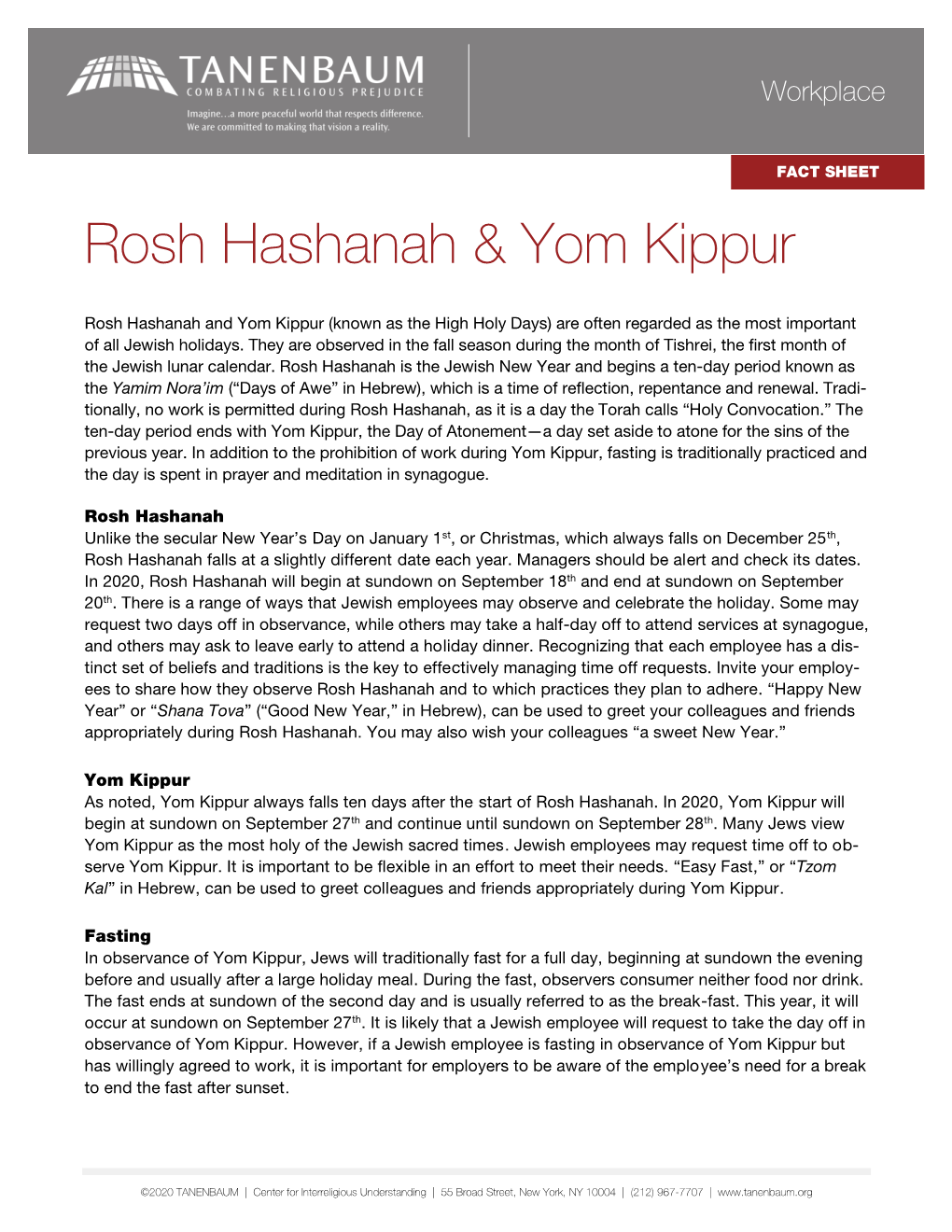 Rosh Hashanah & Yom Kippur