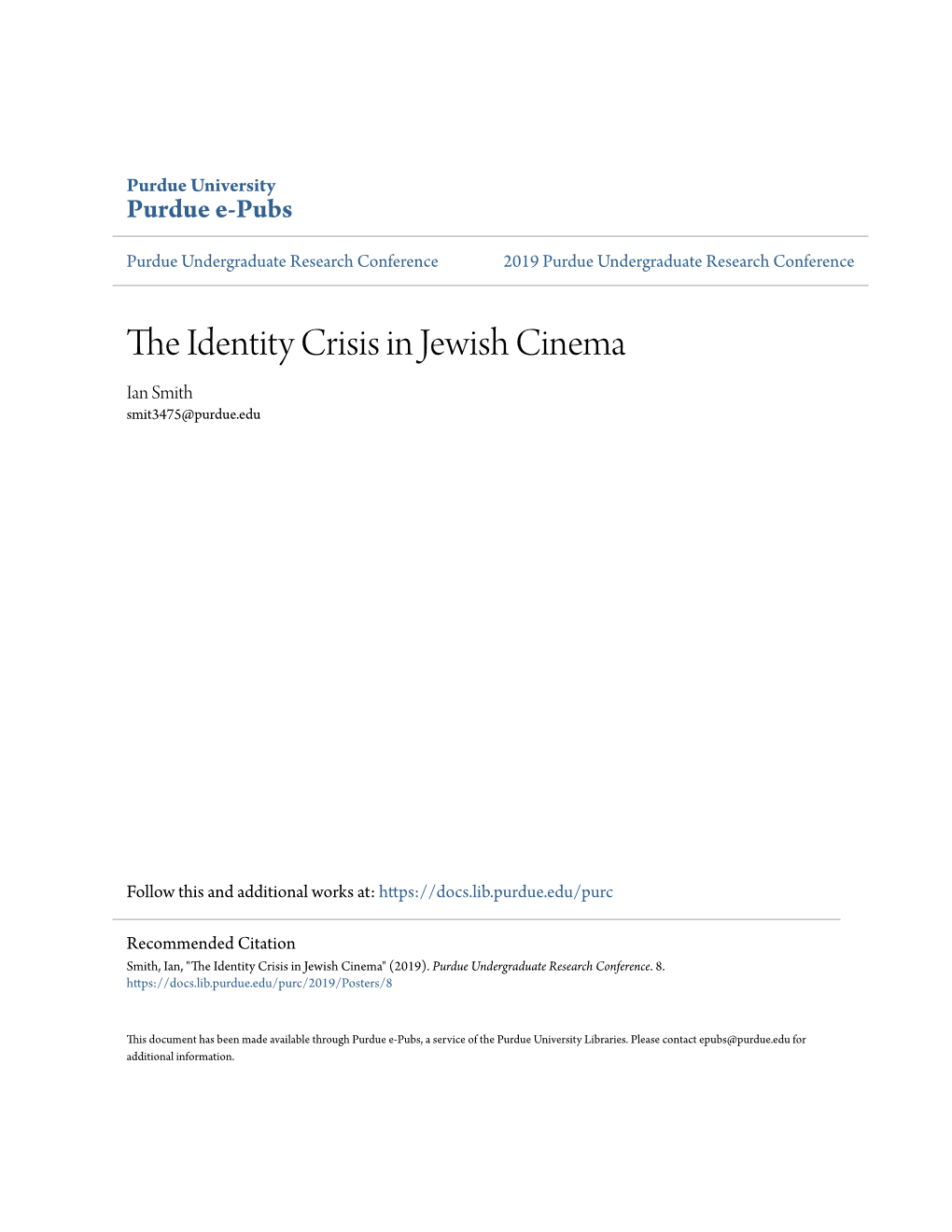 The Identity Crisis in Jewish Cinema