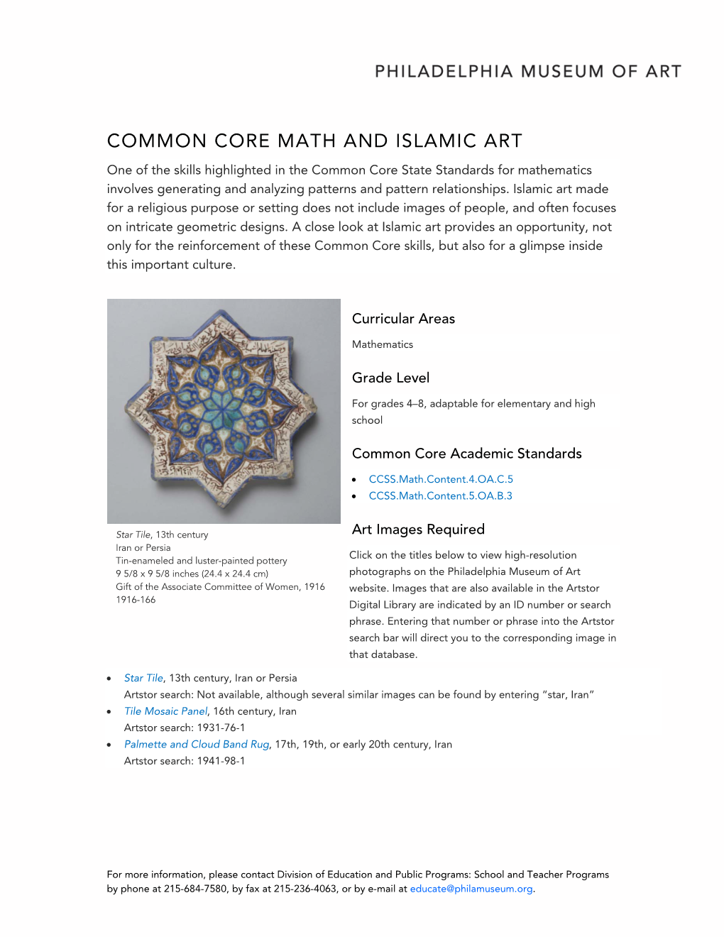 Common Core Math and Islamic
