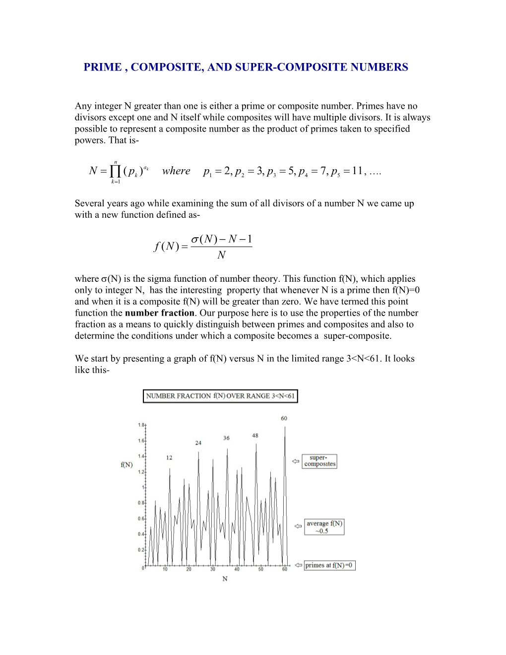 Prime , Composite, and Super-Composite Numbers