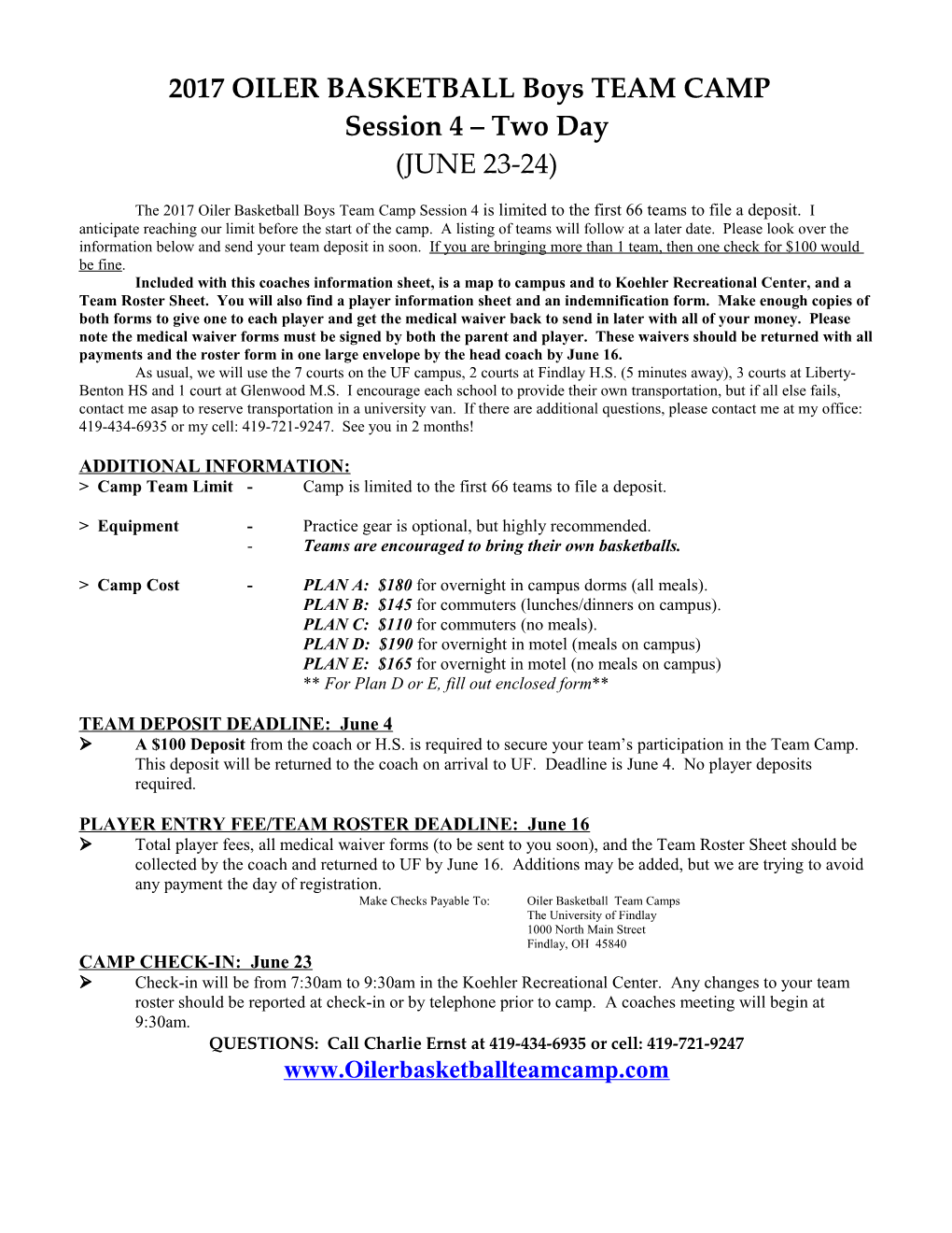 1998 Oiler Basketball Varsity Team Camp