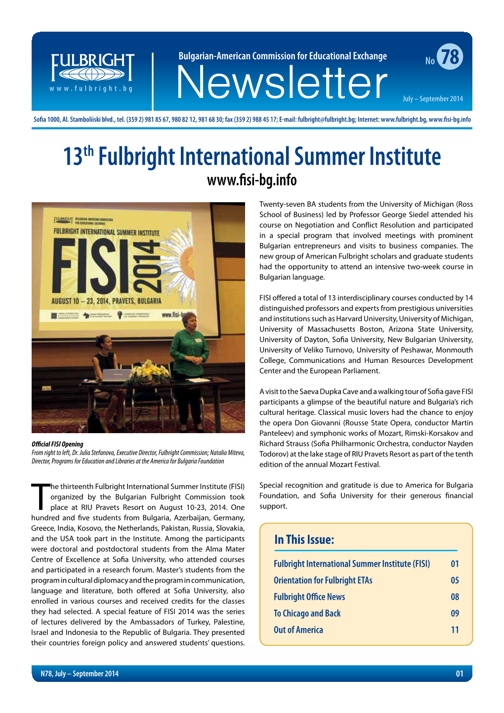 Fulbright Newsletter No. 78 July