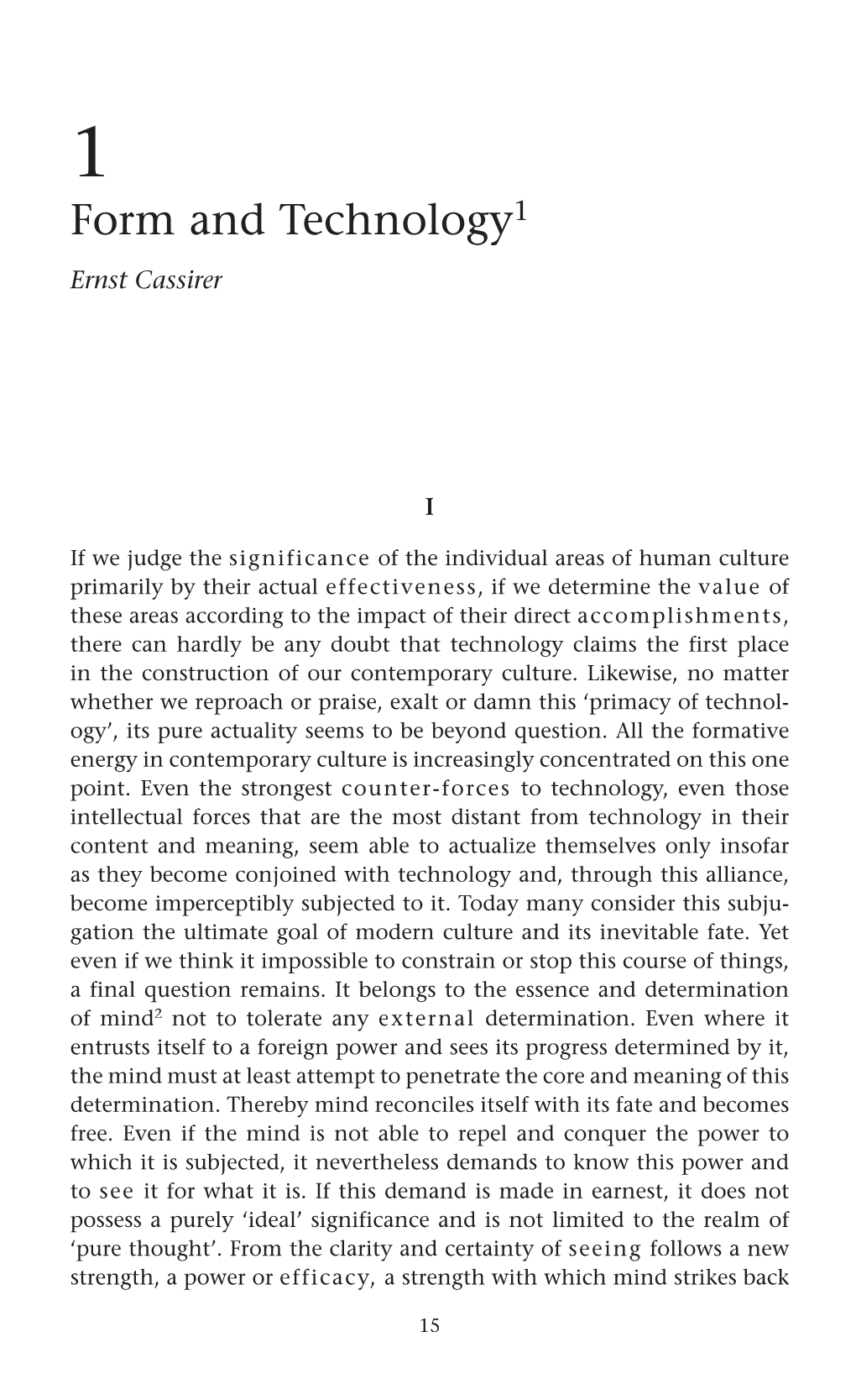 Form and Technology1 Ernst Cassirer