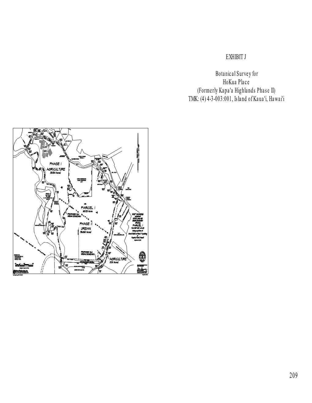 EXHIBIT J Botanical Survey for Hokua Place (Formerly Kapa'a Highlands