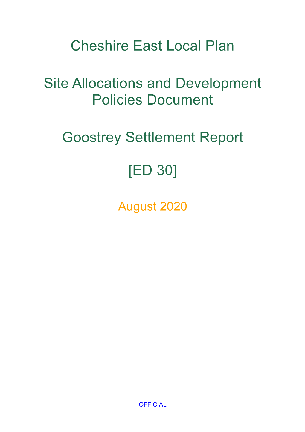 Goostrey Settlement Report