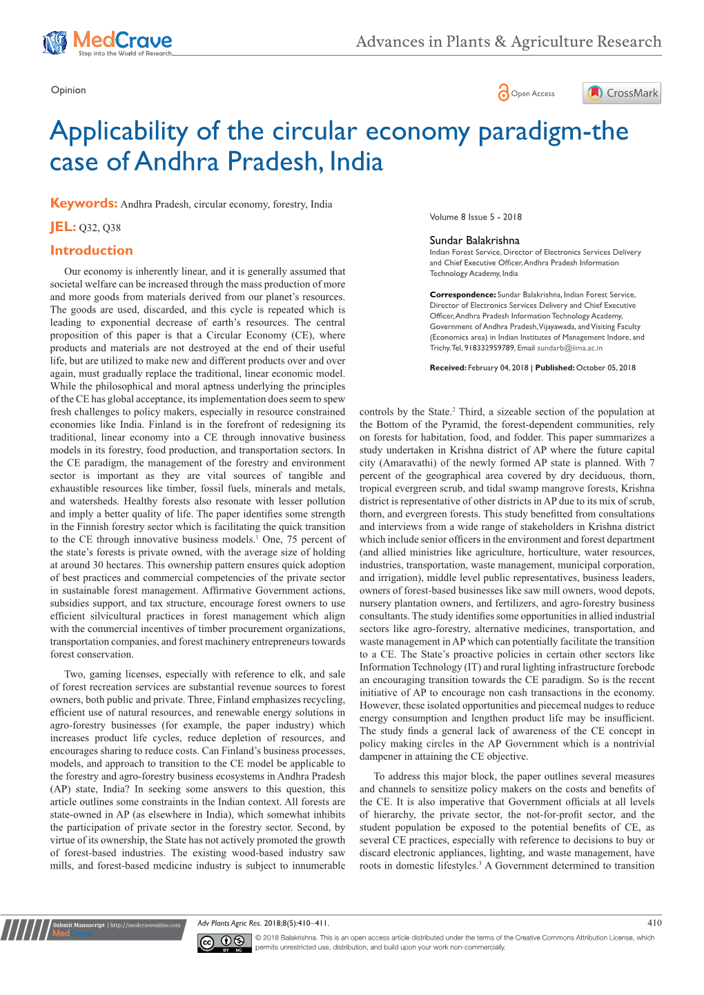 Applicability of the Circular Economy Paradigm-The Case of Andhra Pradesh, India