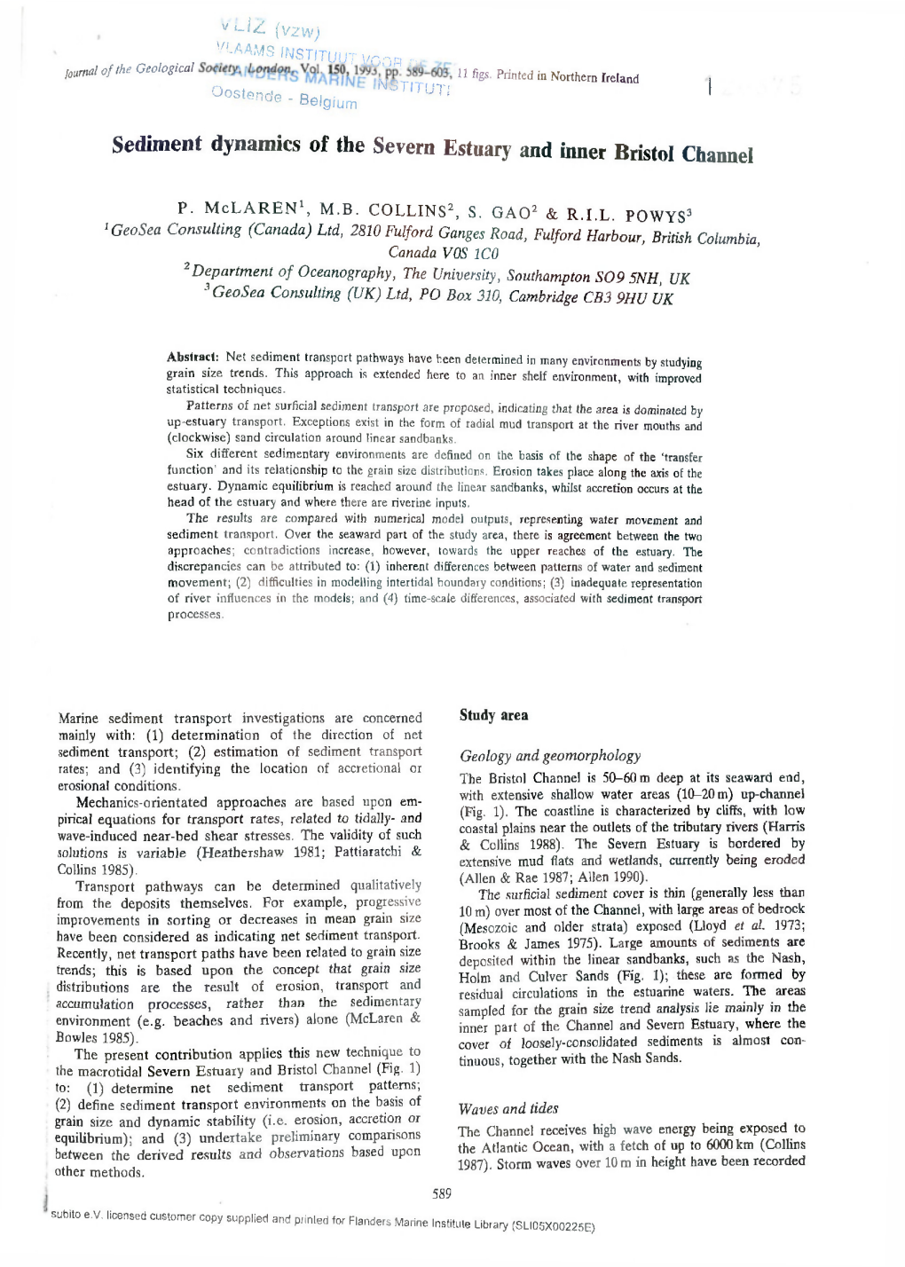 Sediment Dynamics of the Severn Estuary and Inner Bristol Channel