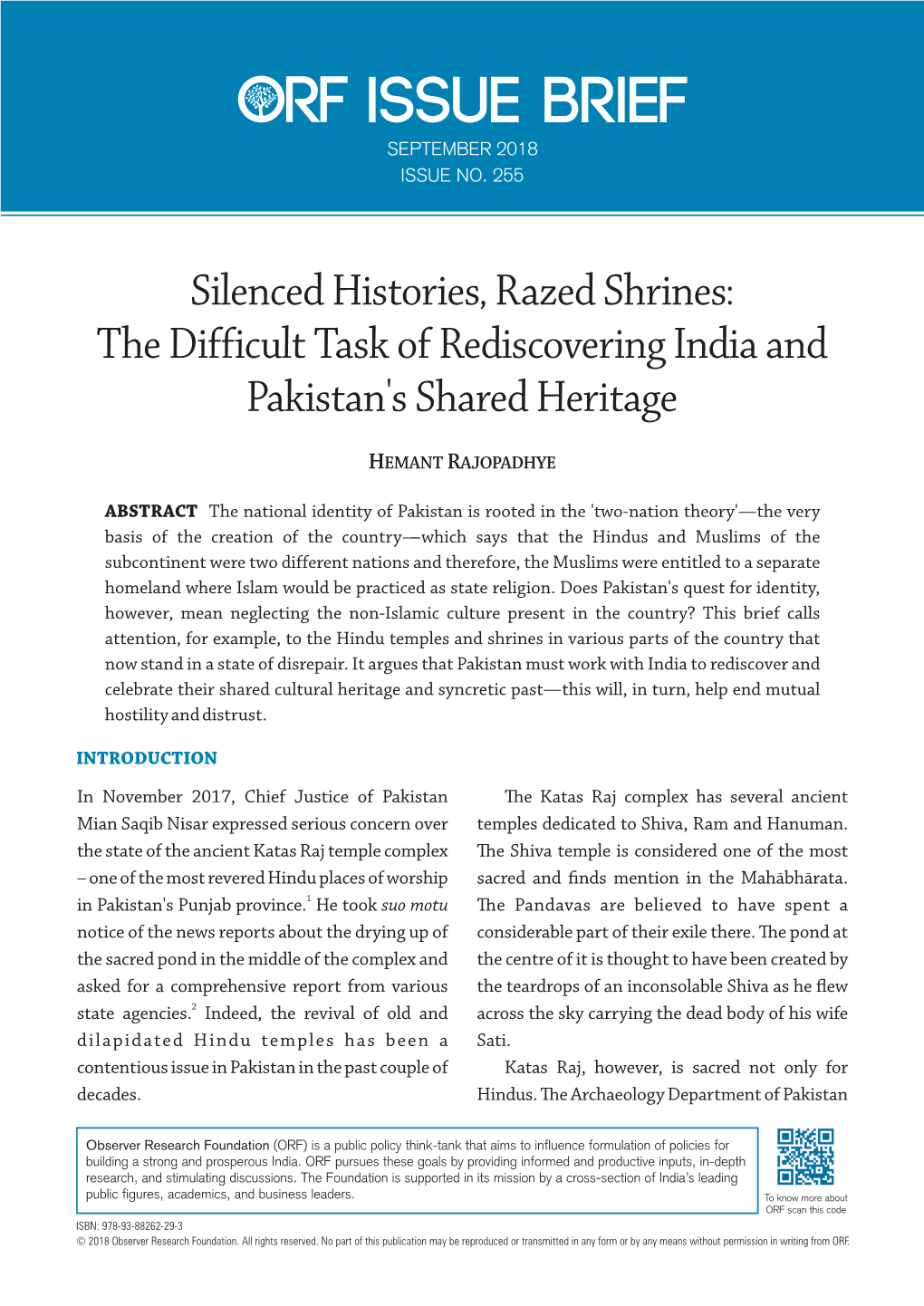 Silenced Histories, Razed Shrines: the Difficult Task of Rediscovering India and Pakistan's Shared Heritage