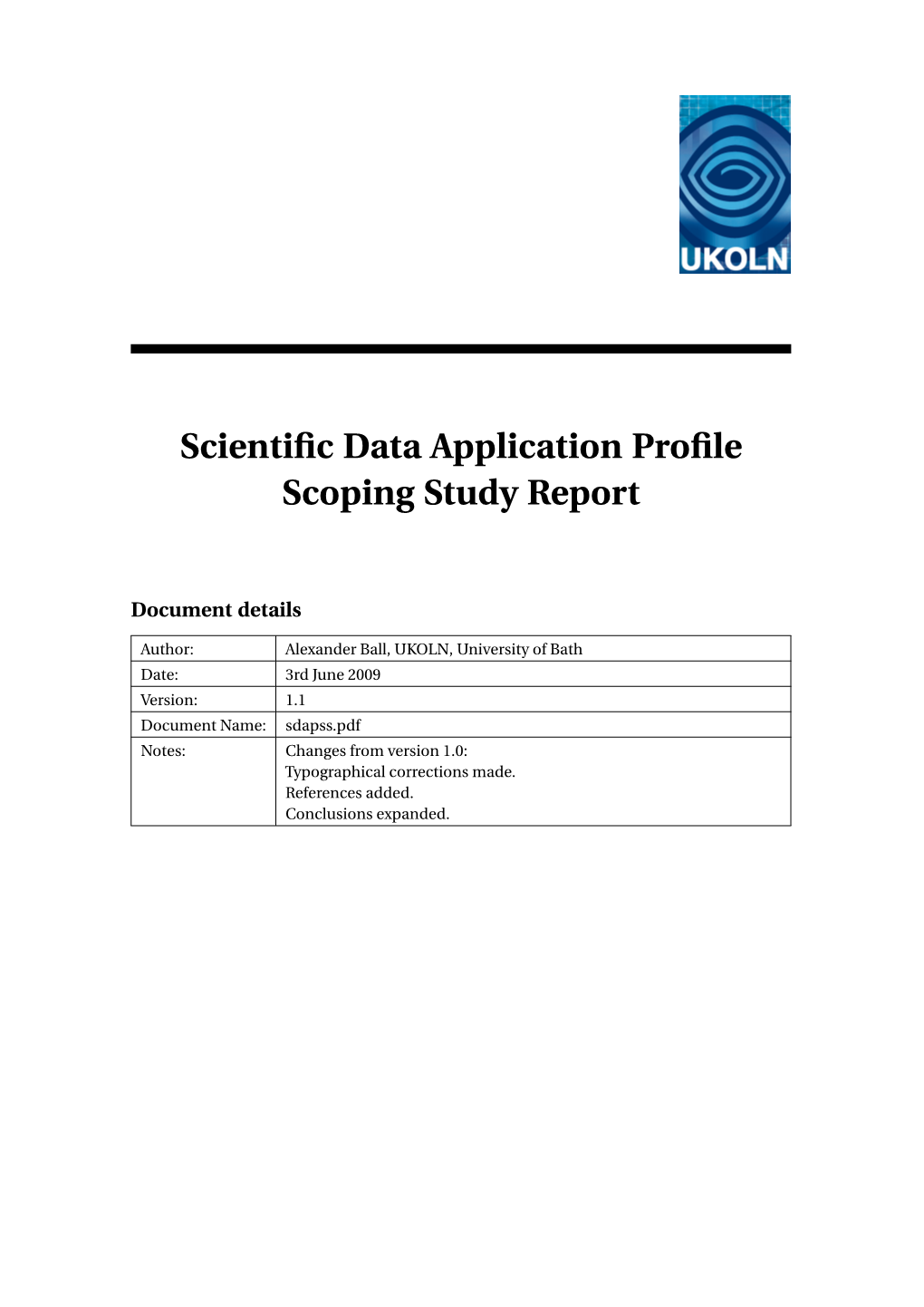 Scientific Data Application Profile Scoping Study Report