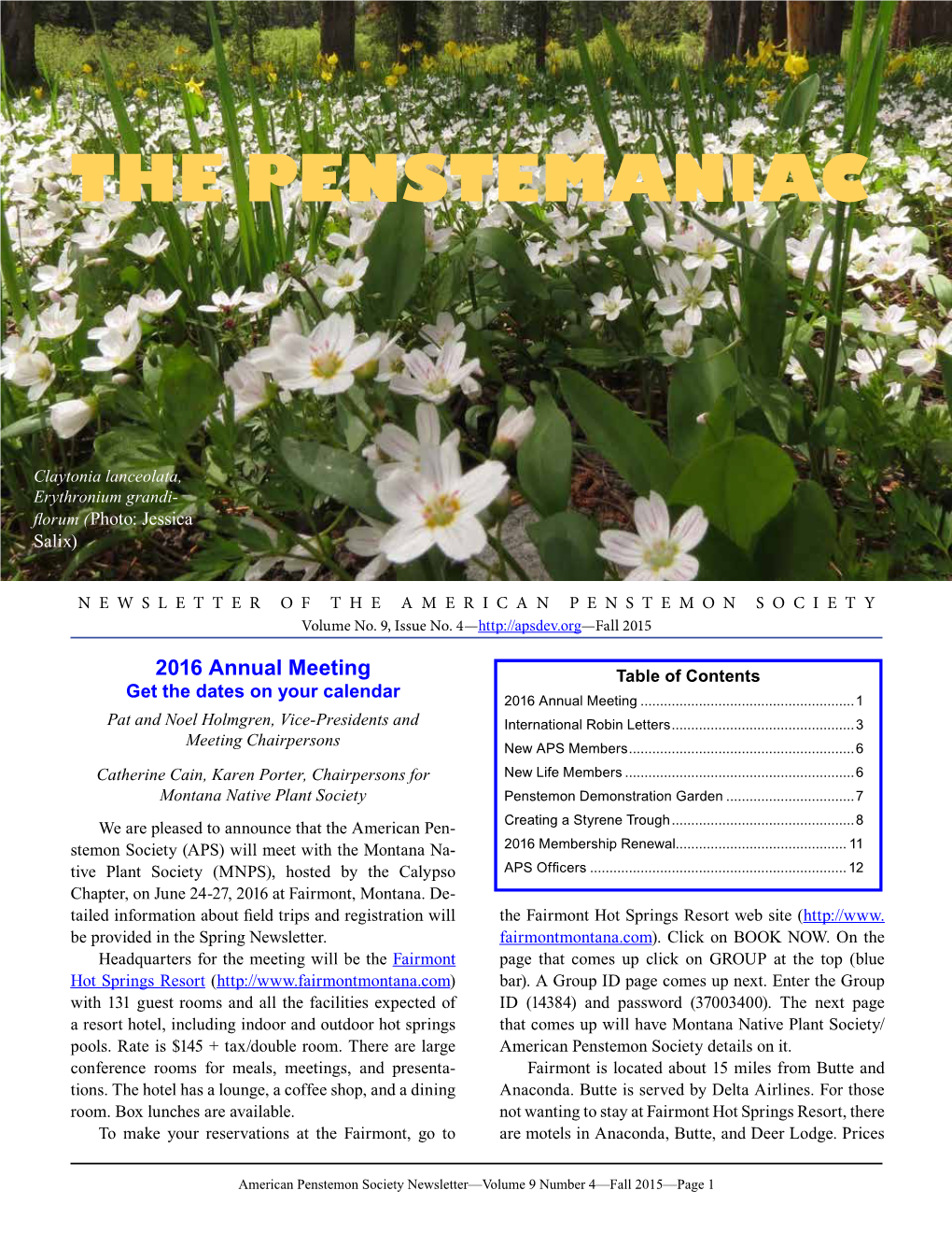 2015 Fall Newsletter