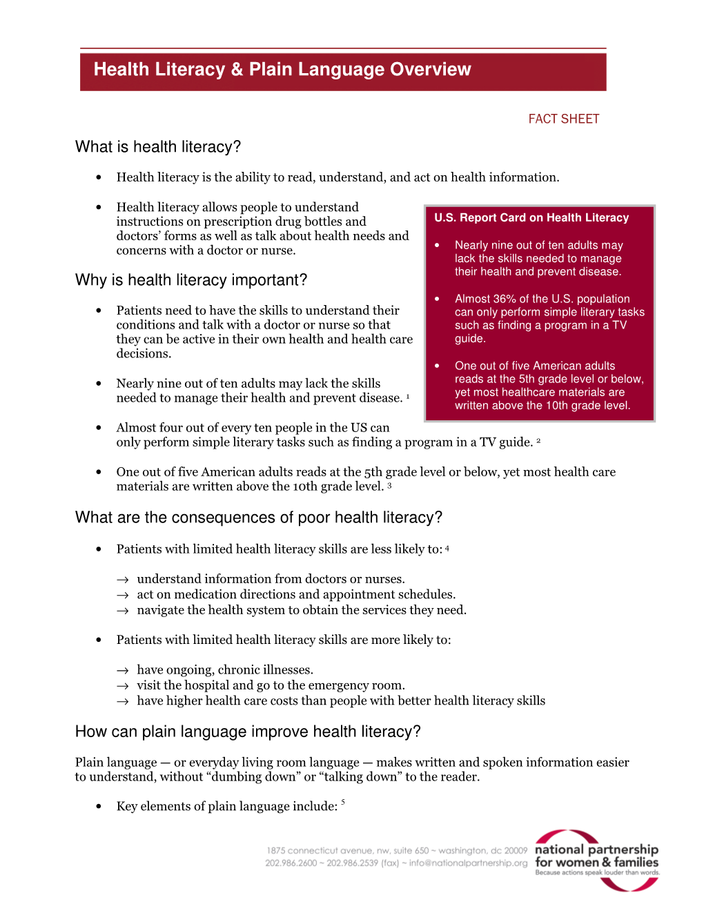 Health Literacy & Plain Language Overview