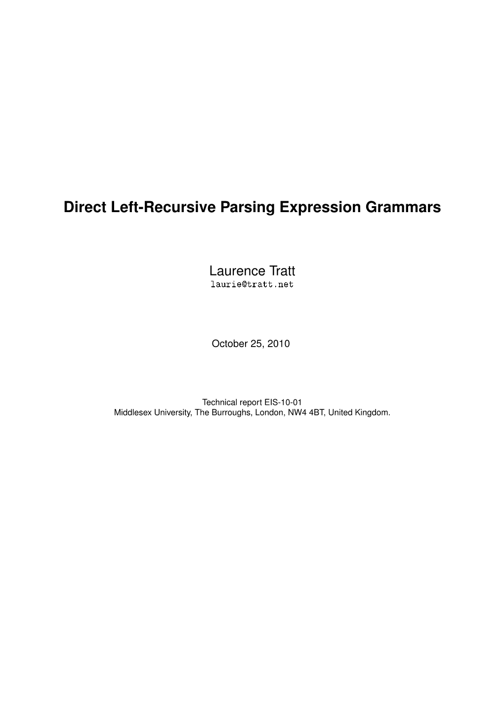 Direct Left-Recursive Parsing Expression Grammars