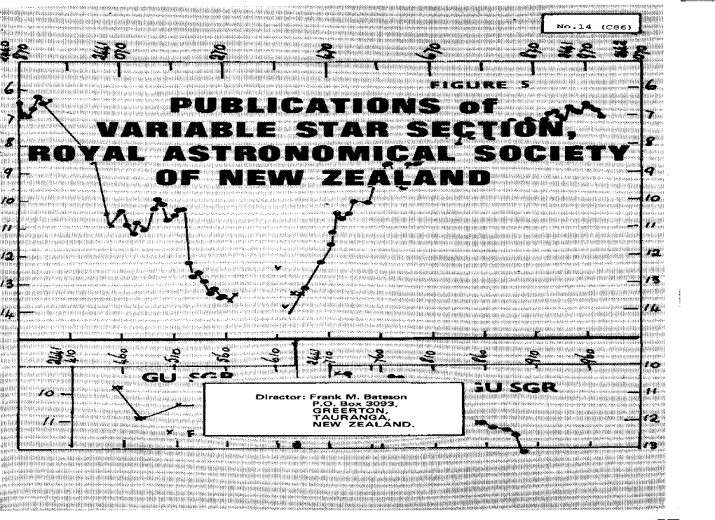 4 ^ £ Ii T PUBLICATIONS of VARIABLE STAR SECT* ROYAL ASTRONOMICAL SOCIETY of NEW ZEALAND F