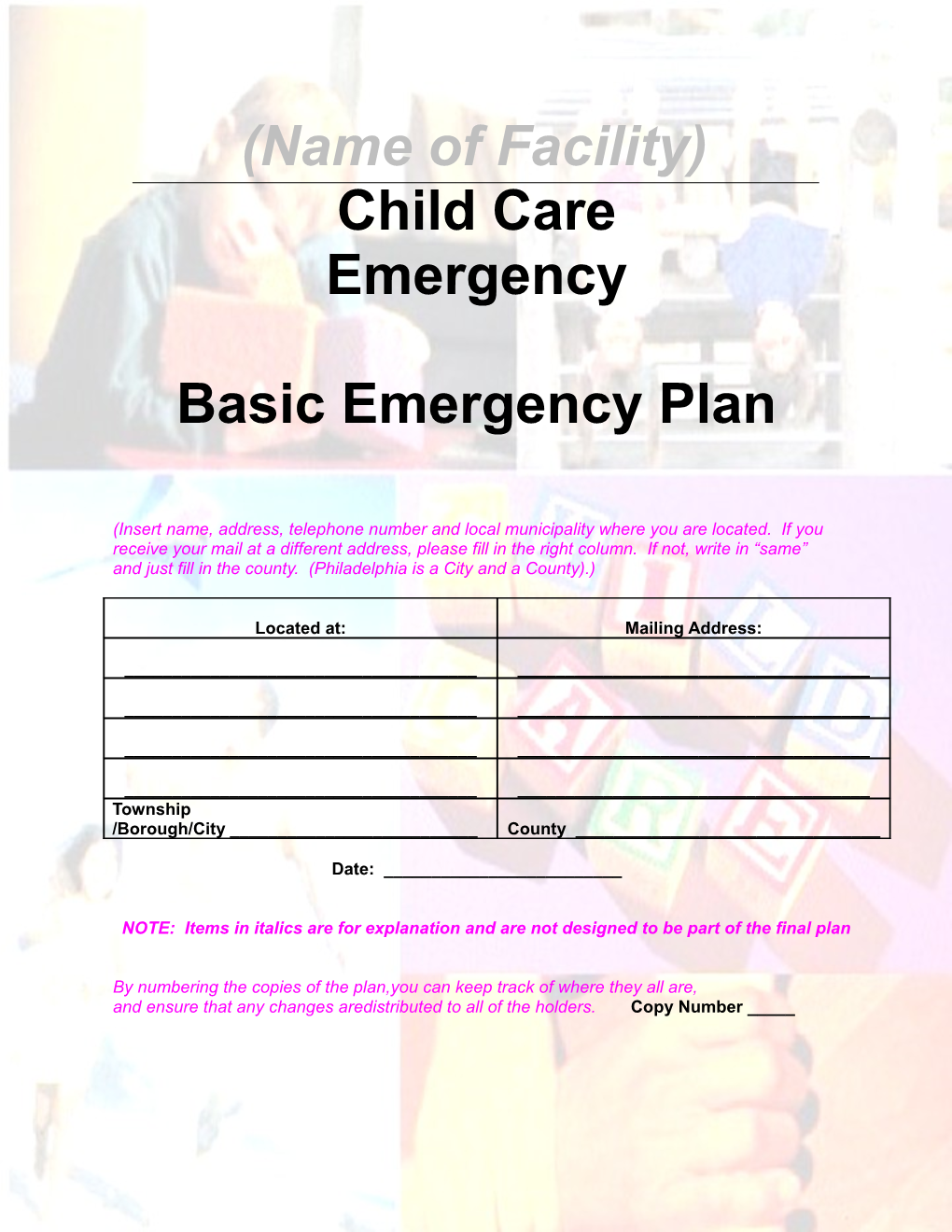 Basic Emergency Plan