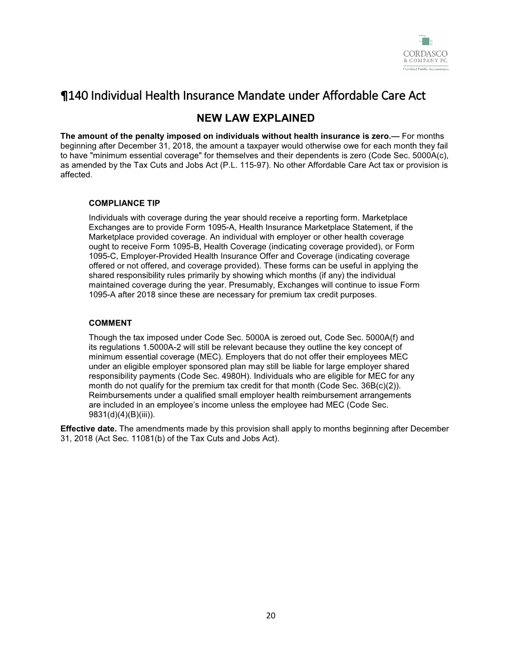 Individual Health Insurance Mandate Penalty Eliminated