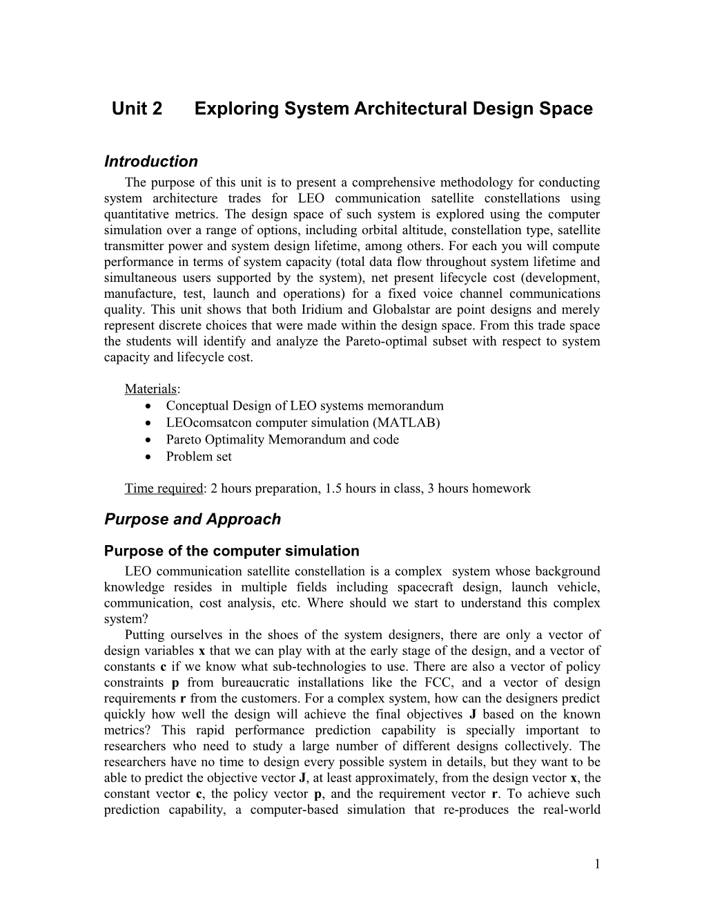 Unit 2 Exploring System Architectural Design Space