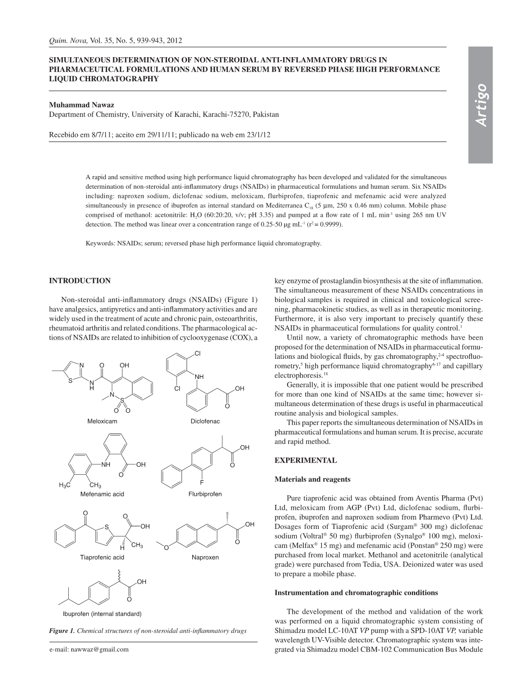 Simultaneous Determination of Non-Steroidal Anti