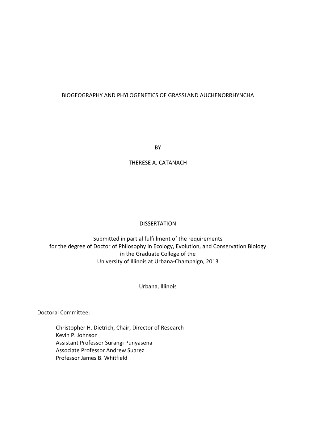 Biogeography and Phylogenetics of Grassland Auchenorrhyncha