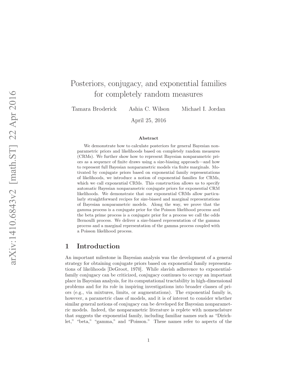 Posteriors, Conjugacy, and Exponential Families for Completely