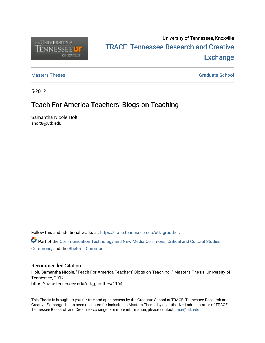 Teach for America Teachers' Blogs on Teaching