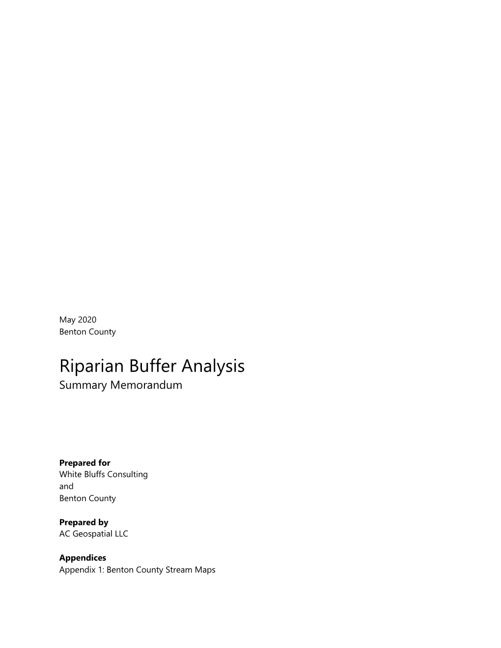 Riparian Buffer Analysis Summary Memorandum
