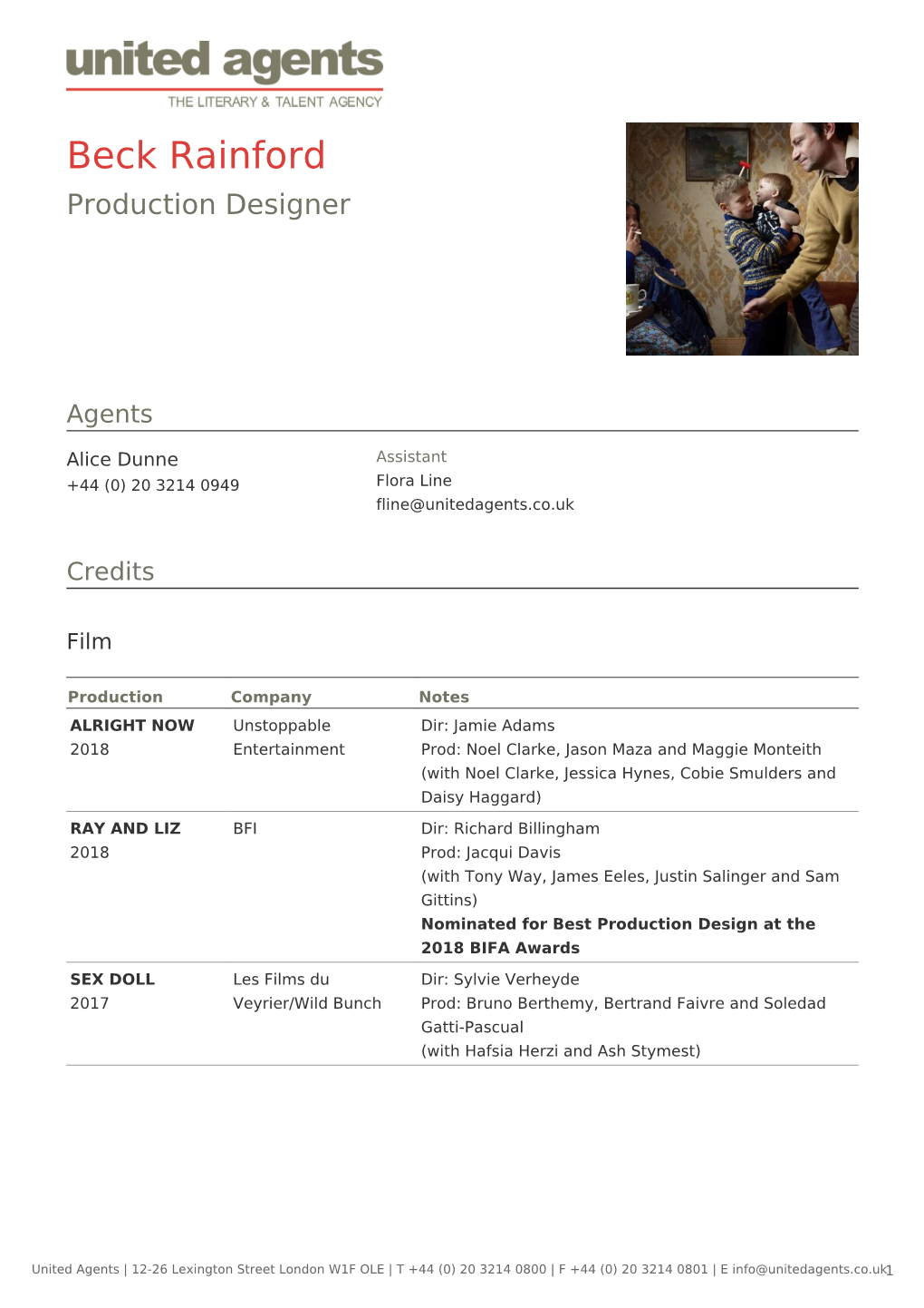 Beck Rainford Production Designer