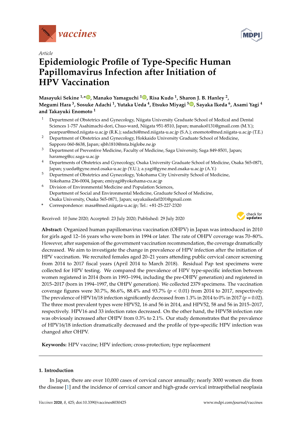 Epidemiologic Profile of Type-Specific Human Papillomavirus Infection