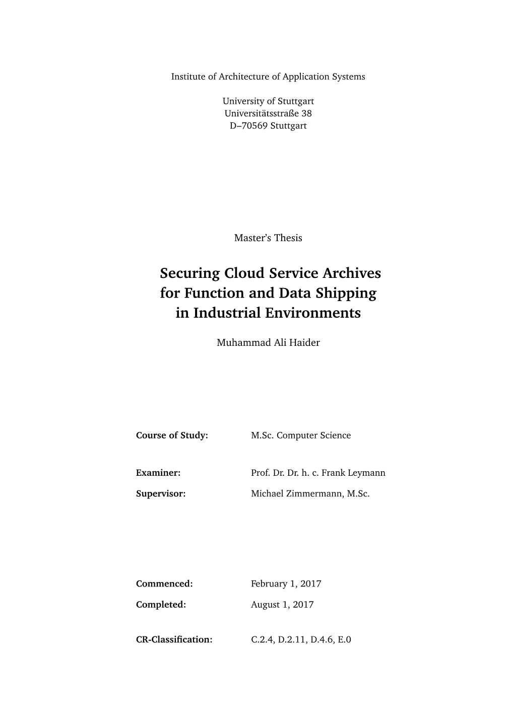 Securing Cloud Service Archives for Function and Data Shipping in Industrial Environments