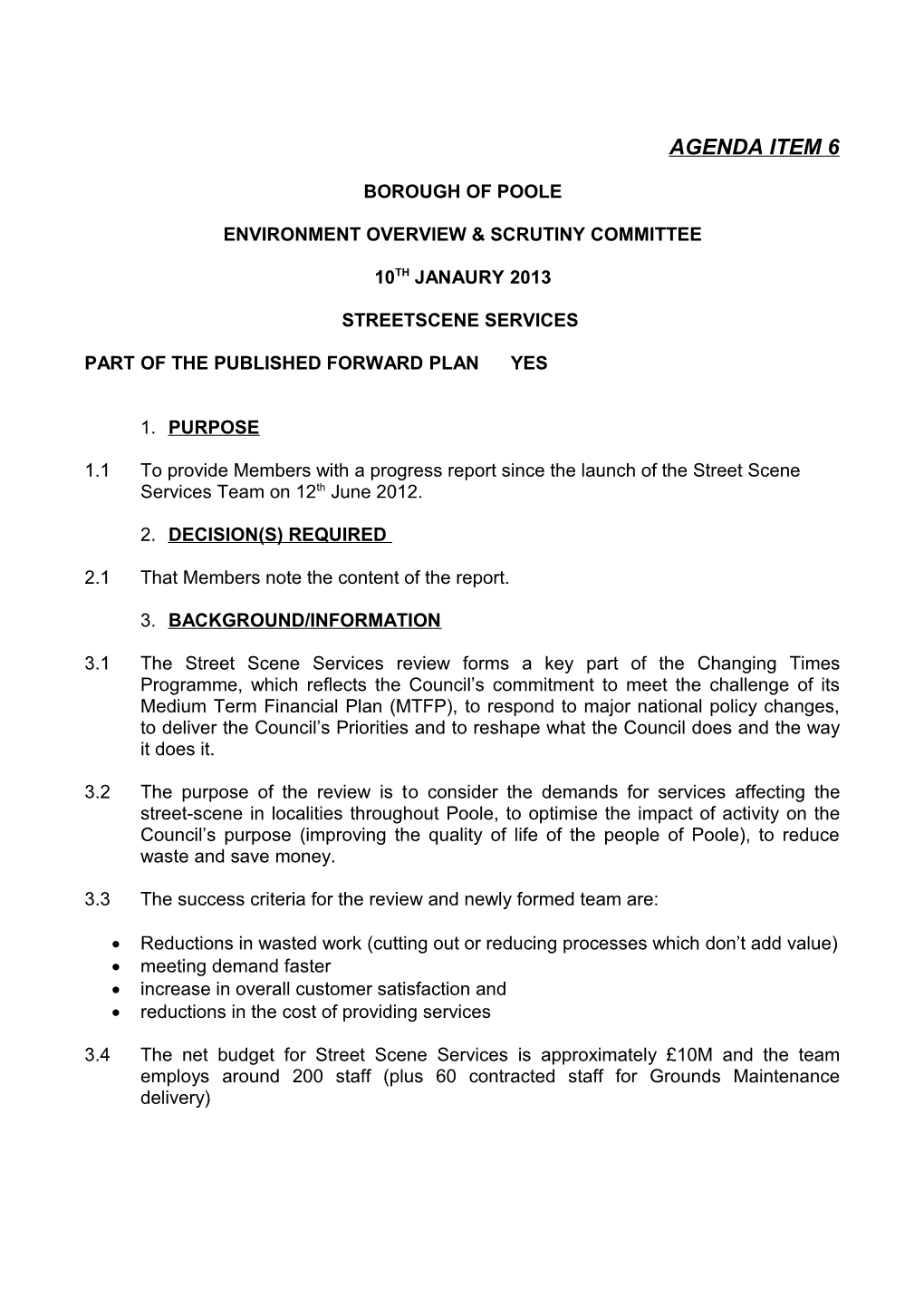 Environment Overview & Scrutiny Committee