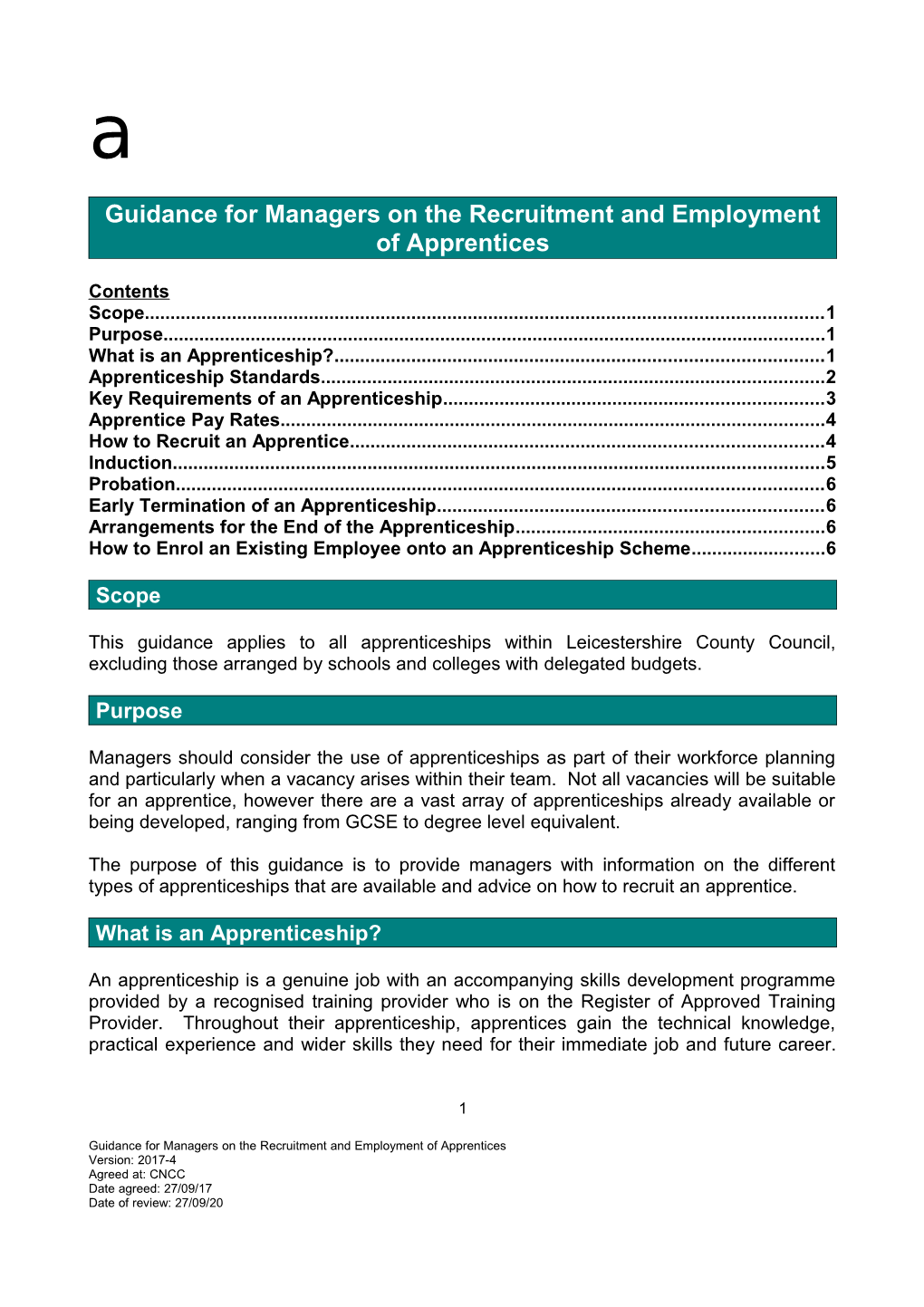 Recruitment and Employment of Apprentices Guidance for Managers