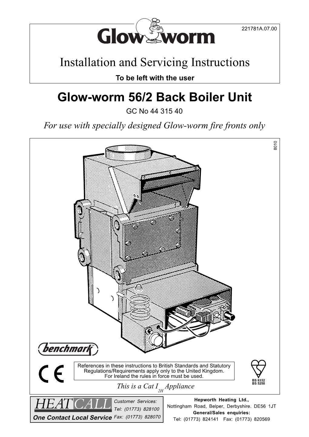Installation and Servicing Instructions Glow-Worm 56/2 Back Boiler Unit