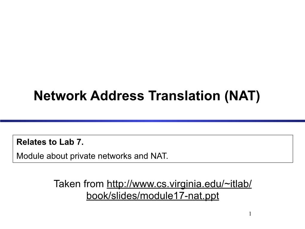 Network Address Translation (NAT)