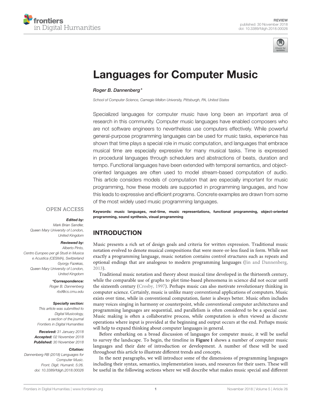 Languages for Computer Music