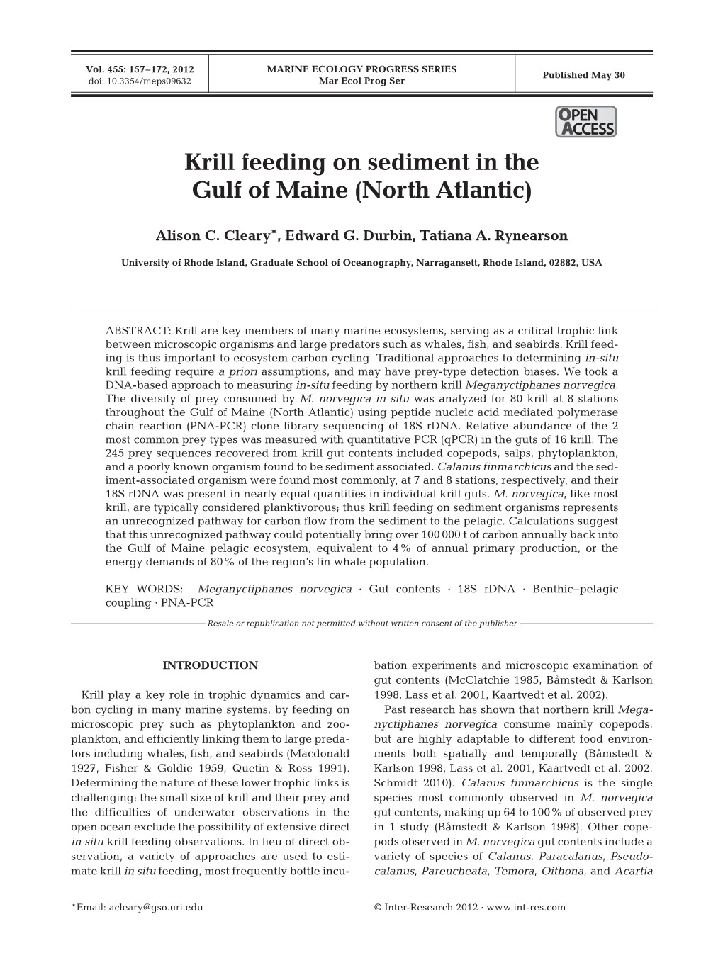 Krill Feeding on Sediment in the Gulf of Maine (North Atlantic)